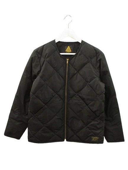 AT-DIRTY アットダーティ ATD FOLD DOWN JACKET ノーカラーキルティングダウンジャケット M 黒 ブラック ジップアップ アウター 11,778円