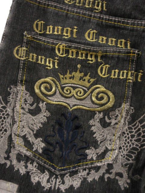 クージー COOGI デニムハーフパンツ ショートパンツ ブラック 刺繍 W32