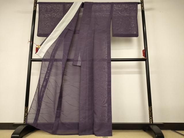 平和屋着物*夏物 色無地 芝紋紗 葡萄鼠色 正絹 逸品 AABJ2457jd 平和屋着物*夏物 色無地 芝紋紗 葡萄鼠色 正絹 逸品 AABJ2457jd