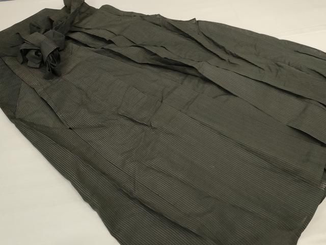 平和屋着物＊夏物　男性　行灯袴　縦絽　縞　正絹　逸品　AABJ2476jd