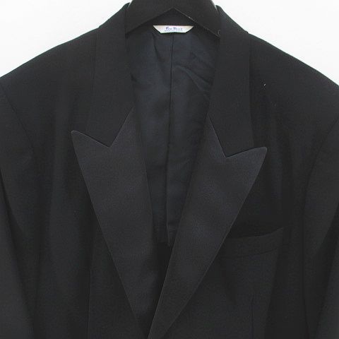 ランバン LANVIN セットアップ スーツ テーラード ジャケット ロングパンツ スラックス ジップフライ 背抜き 黒系 ブラック フォーマル