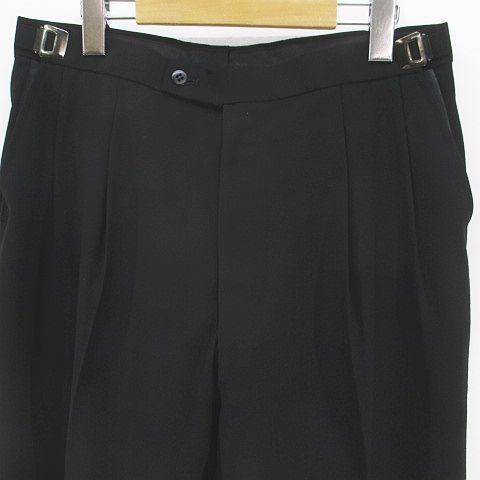 ランバン LANVIN セットアップ スーツ テーラード ジャケット ロングパンツ スラックス ジップフライ 背抜き 黒系 ブラック フォーマル
