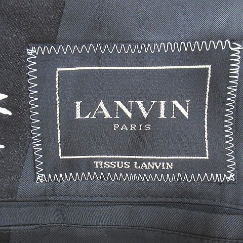 ランバン LANVIN セットアップ スーツ テーラード ジャケット ロングパンツ スラックス ジップフライ 背抜き 黒系 ブラック フォーマル