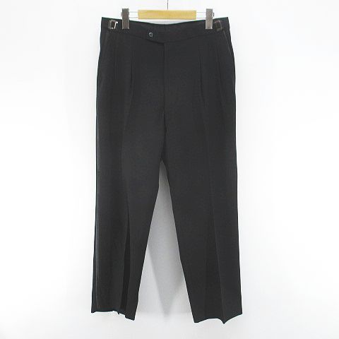 ランバン LANVIN セットアップ スーツ テーラード ジャケット ロングパンツ スラックス ジップフライ 背抜き 黒系 ブラック フォーマル