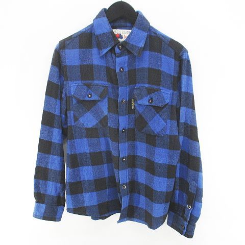 フルーツオブザルーム FRUIT OF THE LOOM BLUE BLUE コラボ チェック柄 長袖 ネルシャツ 1 青系 ブルー 胸ポケット