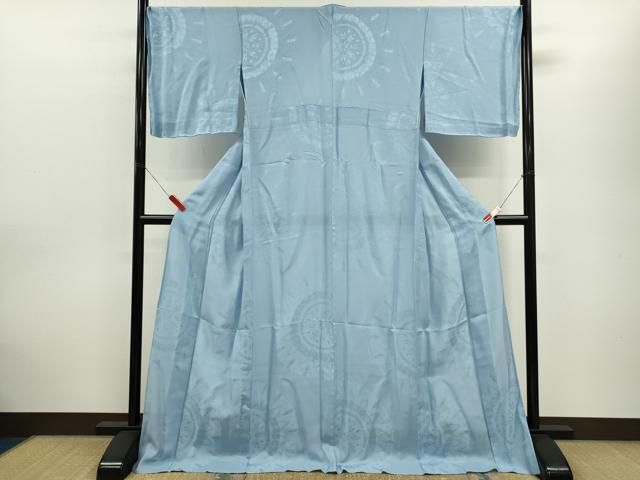 平和屋着物＊夏物　色無地　吉祥花丸紋紗　浅縹色　正絹　逸品　未使用　CABH7643ze