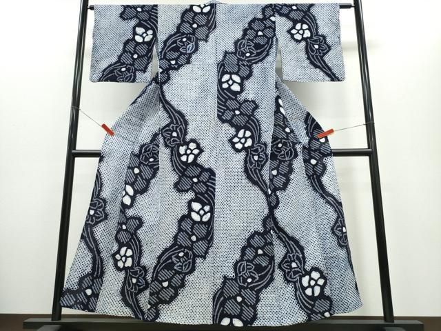 平和屋着物∴夏物　浴衣　有松鳴海絞り　流水花文　綿　逸品　CABH1423ng
