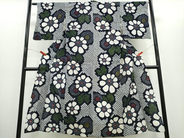 平和屋着物∴夏物　浴衣　有松鳴海絞り　舞菊文　綿　逸品　CABH1425ng