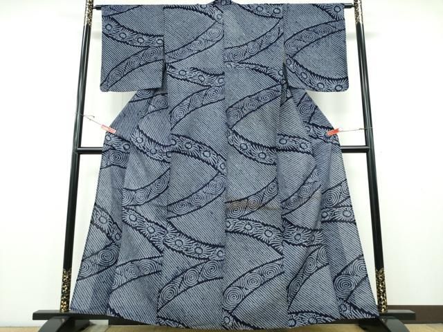平和屋着物∴夏物　浴衣　有松鳴海絞り　熨斗花文　綿　逸品　CABH1427ng