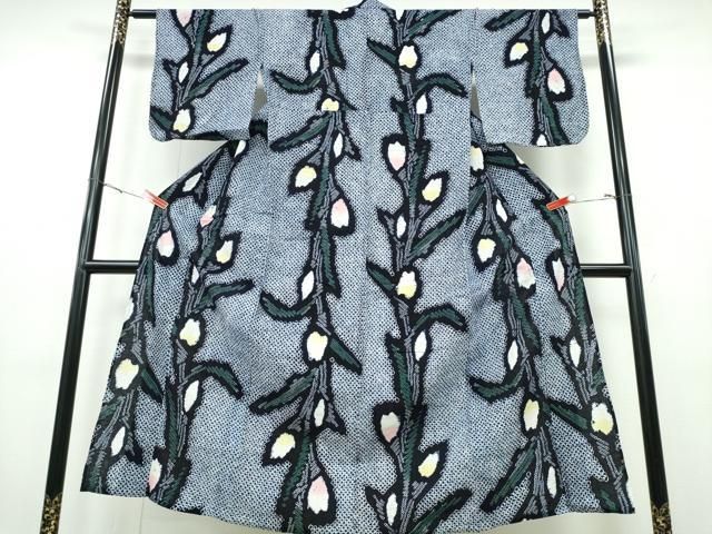平和屋着物∴夏物　浴衣　有松鳴海絞り　チューリップ　綿　逸品　CABH1434ng