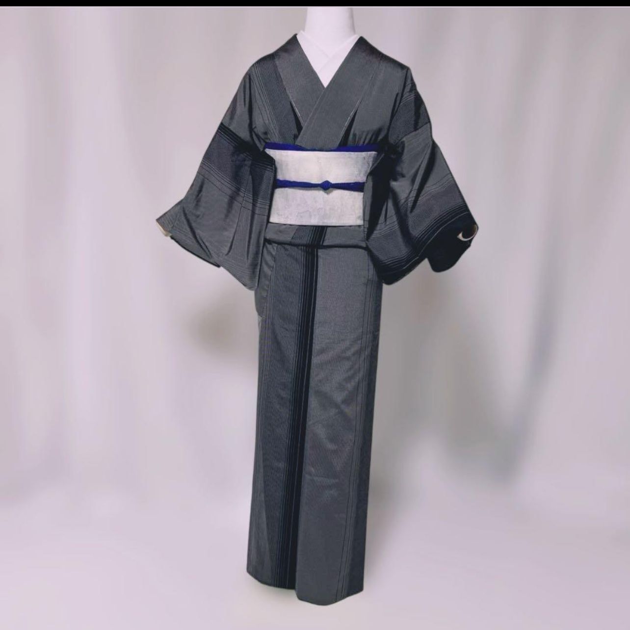 未使用 やまと謹製 正絹 紗 江戸小紋 変わり万筋 フルセット 夏羅帯 夏 