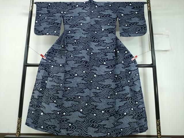 平和屋着物∴夏物　浴衣　有松鳴海絞り　霞流水文　綿　逸品　CABH1469ng
