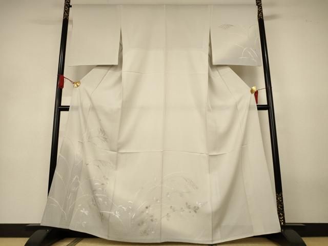 平和屋着物＊夏物　訪問着　絽　草花文　暈し染め　銀彩　正絹　逸品　AABJ3363jd