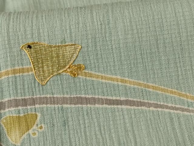 平和屋着物＊夏物　訪問着　紗紬　刺繍　立波舞鳥文　金糸　正絹　逸品　AABJ3368jd