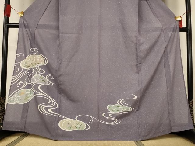 平和屋着物＊夏物　訪問着　絽　流水花松文　正絹　逸品　AABJ3383jd