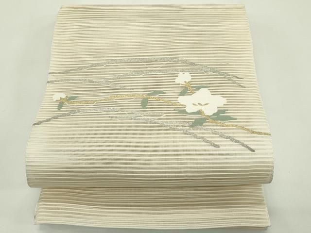 平和屋着物＊夏物　八寸名古屋帯　絽綴れ　枝花文　金銀糸　正絹　逸品　未使用　CABH5836rv