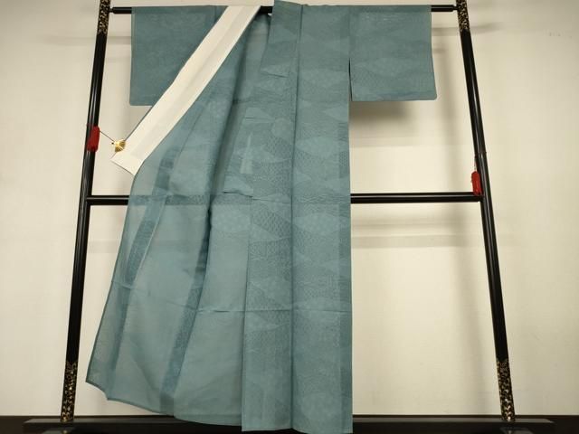 平和屋着物*夏物 色無地 吉祥紋紗 藍鼠色 正絹 逸品 AABJ3388jd 平和屋着物*夏物 色無地 吉祥紋紗 藍鼠色 正絹 逸品 AABJ3388jd