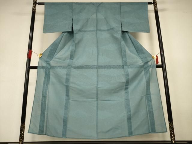 平和屋着物*夏物 色無地 吉祥紋紗 藍鼠色 正絹 逸品 AABJ3388jd