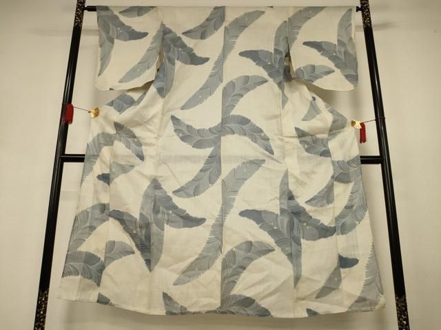 平和屋着物＊夏物　上布　枝葉文　麻　逸品　AABJ3391jd