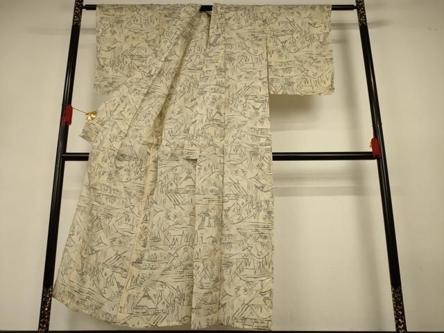 平和屋着物*夏物 小千谷ちぢみ 風景文 麻 逸品 AABJ3392jd 平和屋着物*夏物 小千谷ちぢみ 風景文 麻 逸品 AABJ3392jd