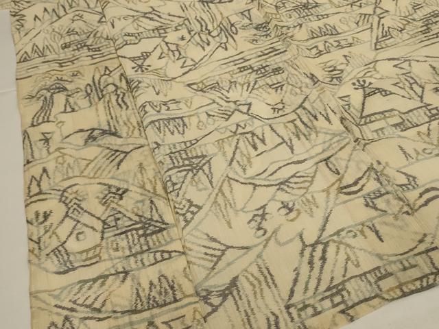 平和屋着物*夏物 小千谷ちぢみ 風景文 麻 逸品 AABJ3392jd 平和屋着物*夏物 小千谷ちぢみ 風景文 麻 逸品 AABJ3392jd