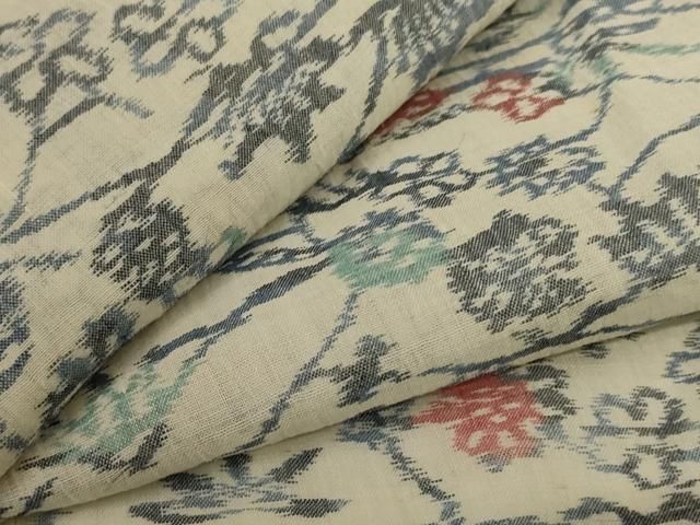 平和屋着物*夏物 小千谷ちぢみ 草花文 麻 逸品 AABJ3394jd