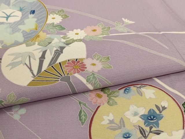 平和屋着物*夏物 訪問着 絽 友禅 団扇 草花文 ロング丈 正絹 逸品 AABJ3399jd 平和屋着物*夏物 訪問着 絽 友禅 団扇 草花文 ロング丈 正絹 逸品 AABJ3399jd