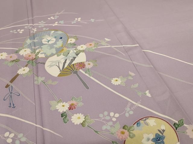 平和屋着物*夏物 訪問着 絽 友禅 団扇 草花文 ロング丈 正絹 逸品 AABJ3399jd 平和屋着物*夏物 訪問着 絽 友禅 団扇 草花文 ロング丈 正絹 逸品 AABJ3399jd