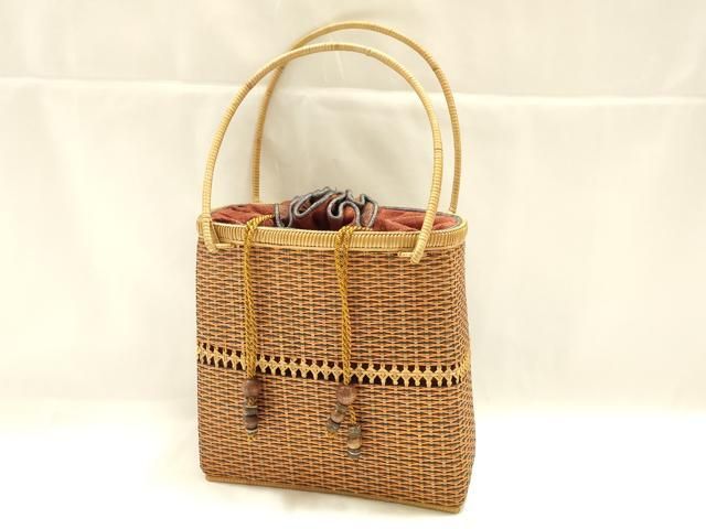 平和屋着物＊夏物　和装小物　和装バッグ　籠バッグ　巾着　逸品　AABJ5848ay