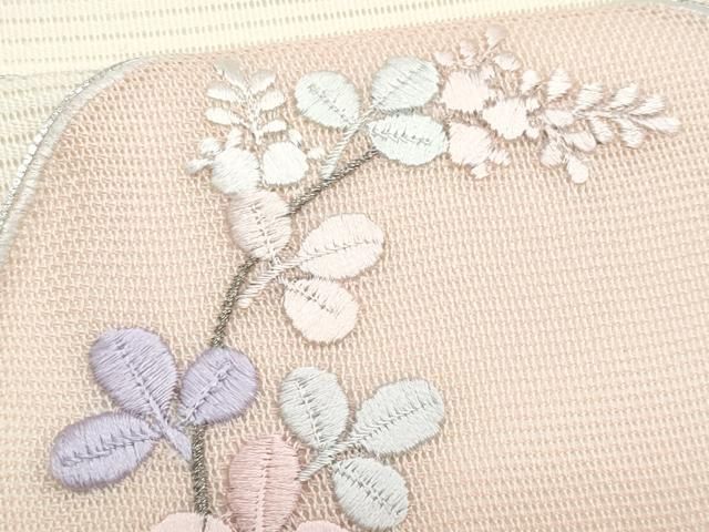 平和屋着物*夏物 九寸名古屋帯 駒刺繍 花丸文 銀糸 正絹 逸品 CABH8096fb 平和屋着物*夏物 九寸名古屋帯 駒刺繍 花丸文 銀糸 正絹 逸品 CABH8096fb