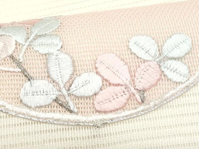 平和屋着物*夏物 九寸名古屋帯 駒刺繍 花丸文 銀糸 正絹 逸品 CABH8096fb 平和屋着物*夏物 九寸名古屋帯 駒刺繍 花丸文 銀糸 正絹 逸品 CABH8096fb