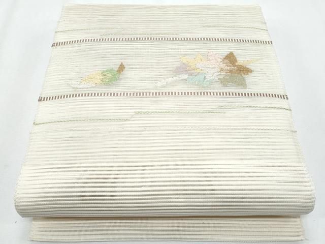 平和屋着物*夏物 八寸名古屋帯 絽綴れ 吹き寄せ文 金糸 正絹 逸品 CABH8097fb