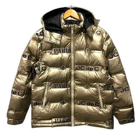カステルバジャック CASTELBAJAC 21110-103 ダウンジャケット ブルゾン フード フェザー混 ロゴプリント 長袖 48 ゴールド