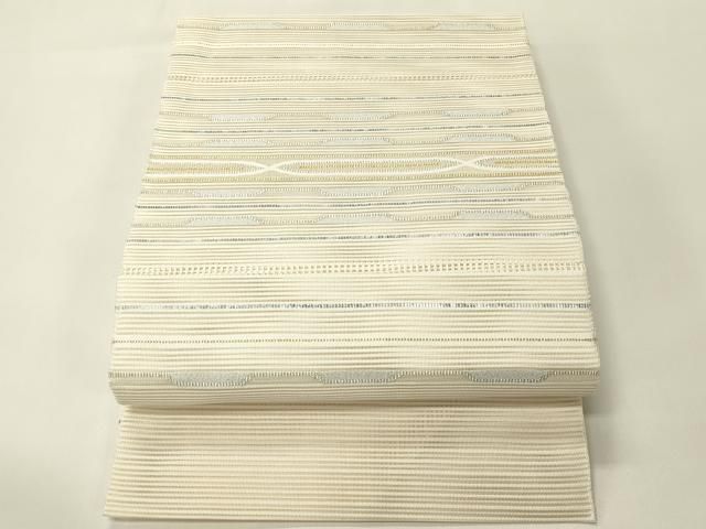 平和屋着物＊夏物　八寸名古屋帯　絽綴れ　横段文　金銀糸　正絹　逸品　CABH5876rv