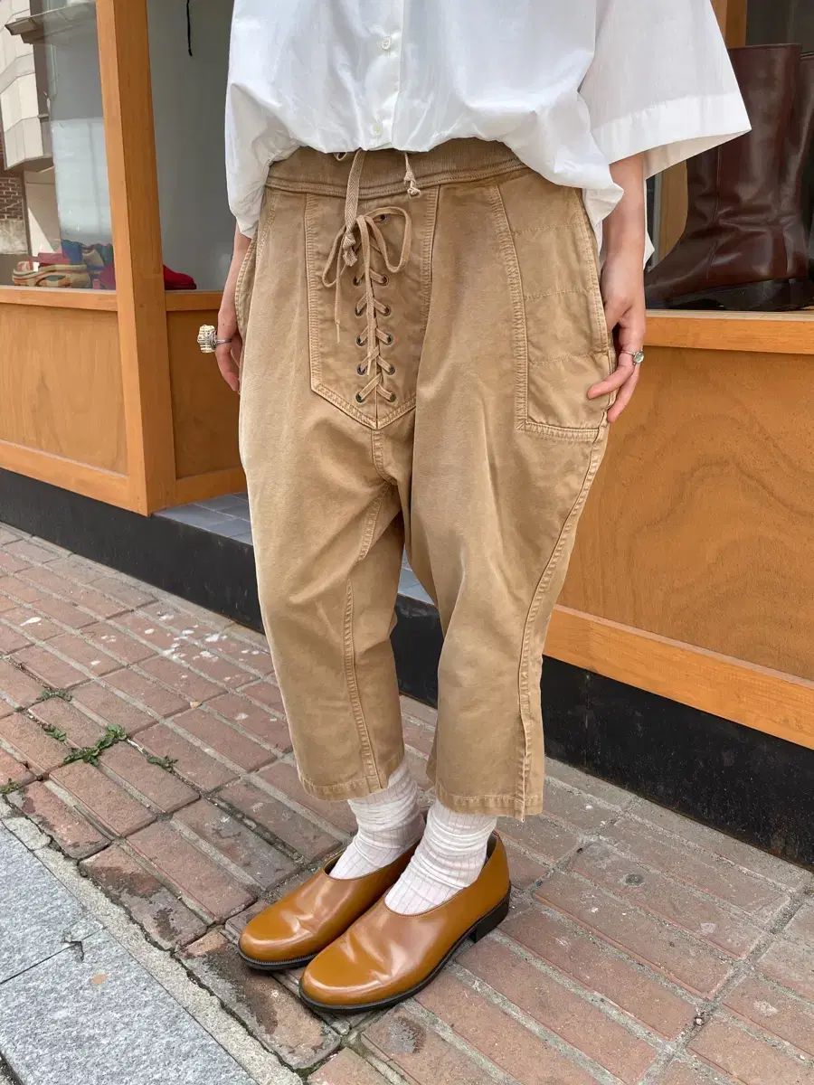 キャピタル(KAPITAL) レースアップ サルエル ヌーベル パッチ クォーター パンツ