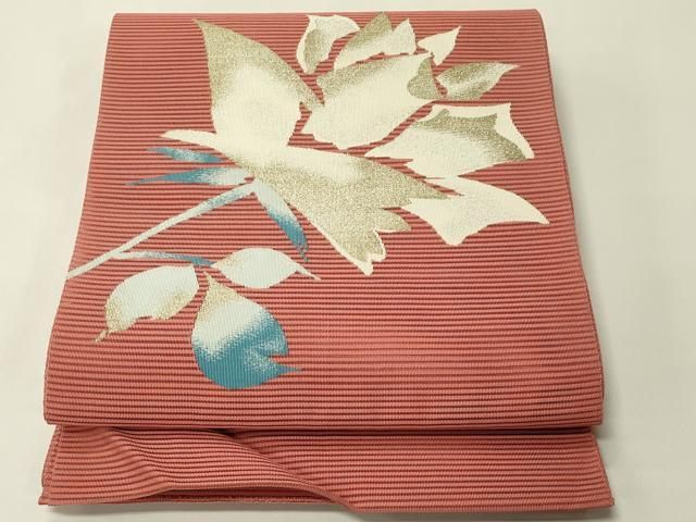 平和屋着物＊夏物　八寸名古屋帯　絽綴れ　薔薇　金銀糸　正絹　逸品　CABH5882rv