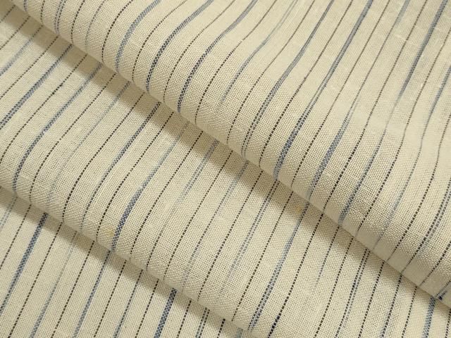平和屋着物＊夏物　紗紬　藍　縞　正絹　逸品　CABH7710ze