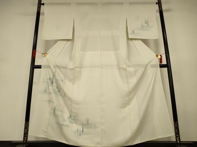 平和屋着物＊夏物　訪問着　縦絽　鷺　暈し染め　正絹　逸品　AABJ3407jd