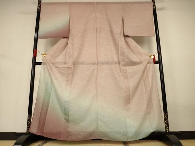 平和屋着物＊夏物　訪問着　縦絽　芝霞文　暈し染め　正絹　逸品　未使用　AABJ3430jd