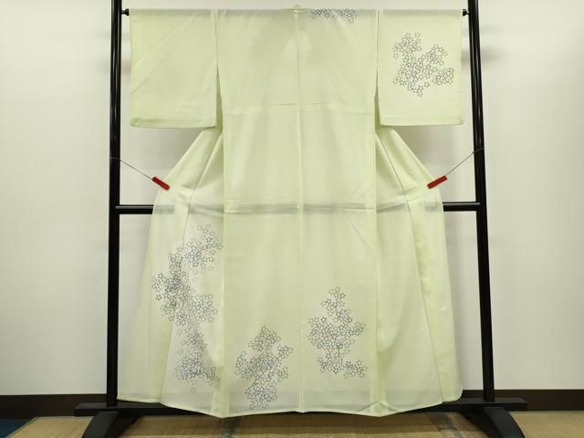 平和屋着物*夏物 訪問着 絽 枝花文 暈し染め 銀彩 正絹 逸品 CABH7733ze