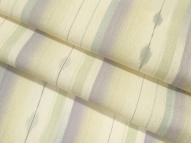 平和屋着物＊夏物　明石ちぢみ　縞　吉祥文　正絹　逸品　CABH7742ze