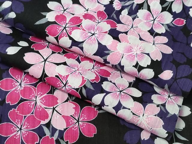 平和屋着物∴夏物　浴衣　枝垂れ桜　綿　逸品　CABH1484ng