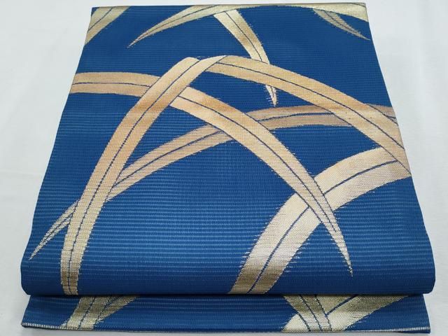 平和屋着物＊夏物　九寸開き名古屋帯　芝草文　金糸　正絹　逸品　CABH8246fb