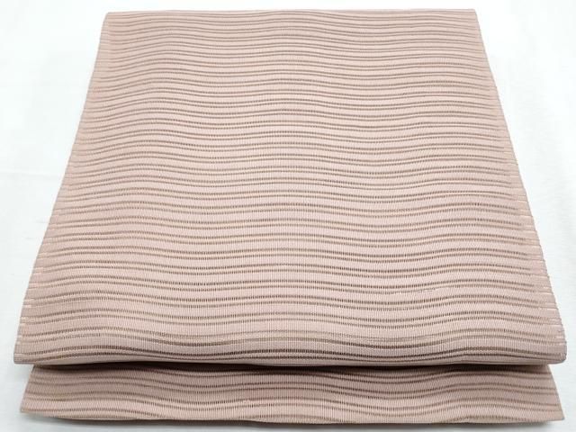 平和屋着物＊夏物　八寸名古屋帯　絽綴れ　よろけ縞　梅染色　正絹　逸品　CABH8252fb