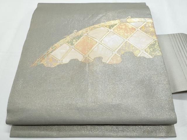 平和屋着物＊夏物　九寸名古屋帯　螺鈿箔　籬文　正絹　逸品　CABH8256fb