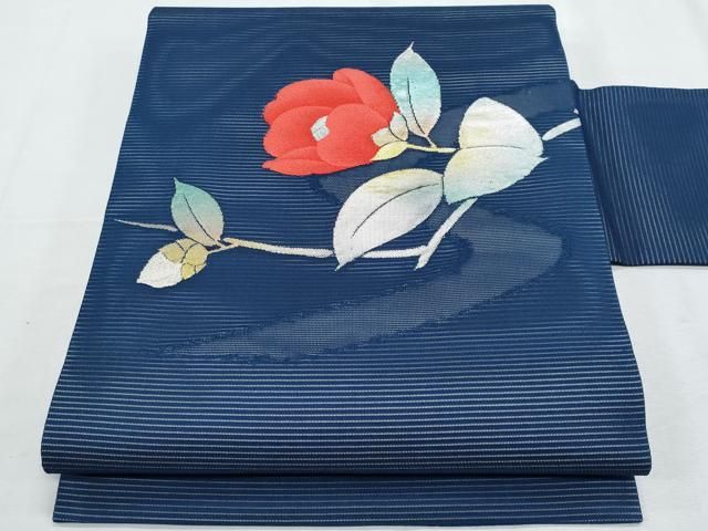 平和屋着物＊夏物　九寸名古屋帯　枝花文　金銀糸　正絹　逸品　CABH8266fb