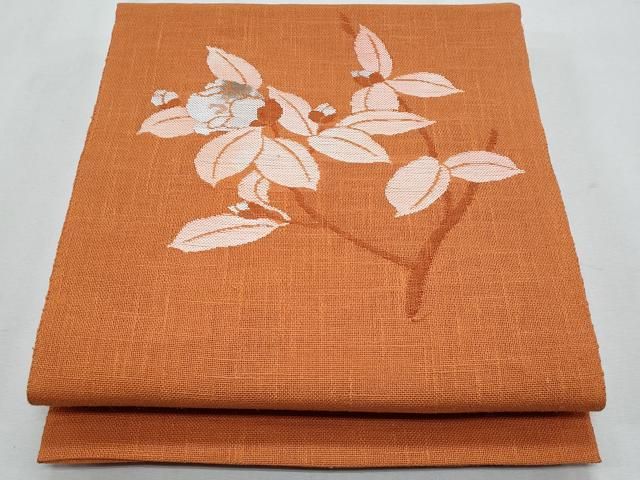 平和屋着物＊夏物　八寸名古屋帯　枝花文　正絹　逸品　CABH8275fb