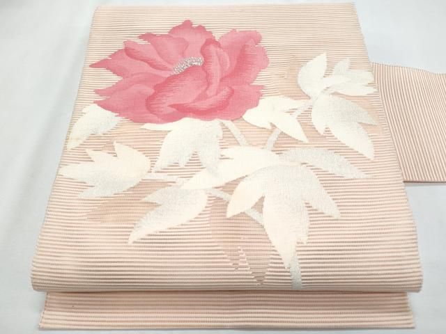 平和屋着物＊夏物　八寸名古屋帯　絽綴れ　枝花文　銀糸　正絹　逸品　CABH8277fb