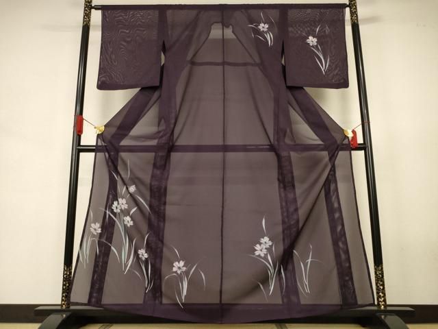 平和屋着物＊夏物　訪問着　絽　手描き　草花文　洗える着物　AABJ6428jd