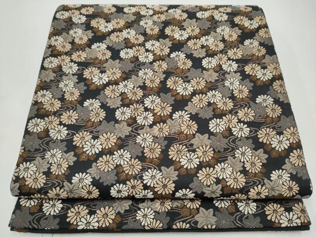 平和屋着物●人形作家　稲邉智津子　両面　六通柄袋帯　唐織　菊　正絹　逸品　CABI8881hy